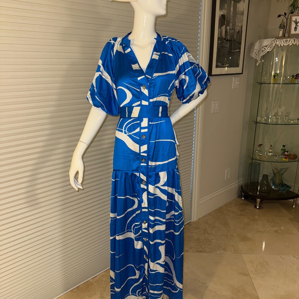 Blue and White Women's Dress
